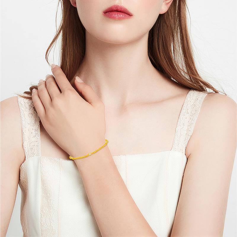 Pulseira de prata esterlina com zircónio cúbico em forma de círculo banhado a ouro amarelo-2