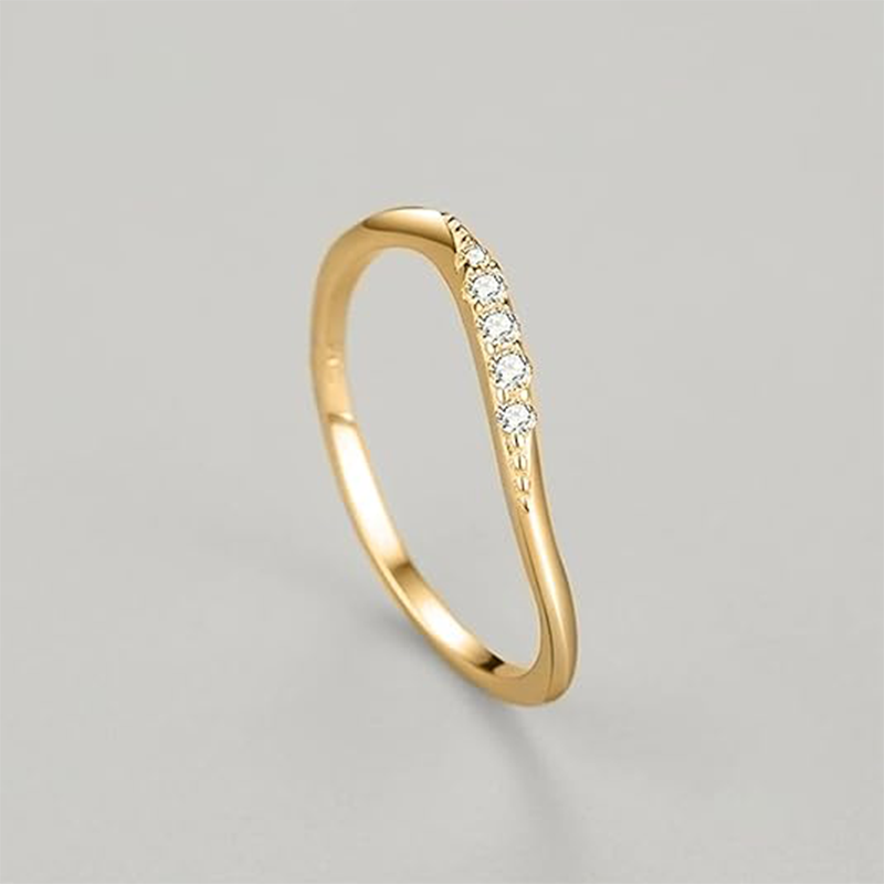 Anillo de compromiso de plata de ley con diamantes creados en laboratorio y forma circular chapado en oro amarillo-4