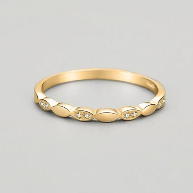 Anillo de compromiso de plata de ley con diamantes creados en laboratorio y forma circular chapado en oro amarillo-4