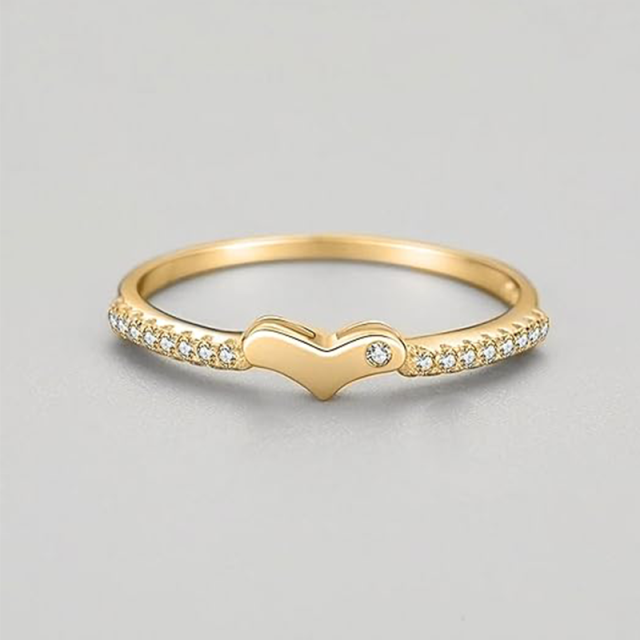 Sterling Silver with Yellow Gold Plated Circular Shaped Lab Created Diamond Heart Engagement Ring-3