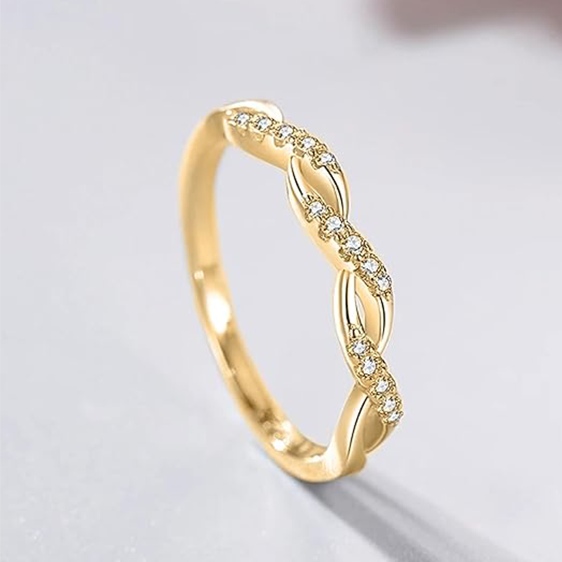 Sterling Silver with Yellow Gold Plated Circular Shaped Lab Created Diamond Personalized Engraving & Infinity Symbol Engagement Ring-3