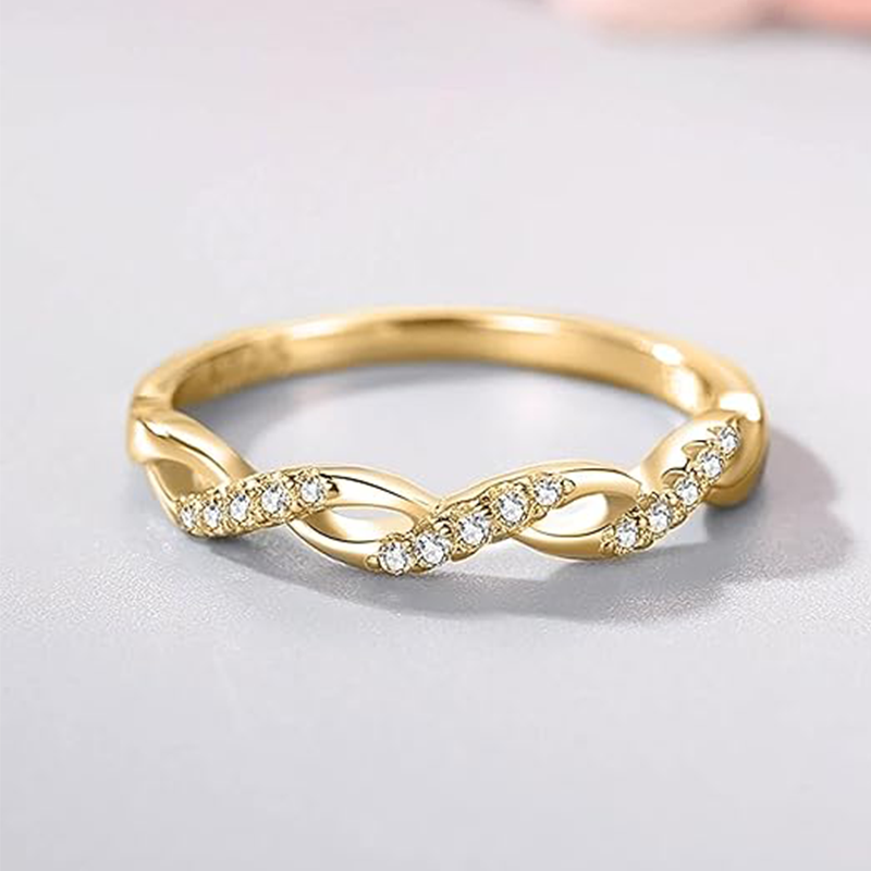 Sterling Silver with Yellow Gold Plated Circular Shaped Lab Created Diamond Personalized Engraving & Infinity Symbol Engagement Ring-4