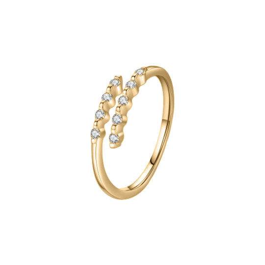 Sterling Silver with Yellow Gold Plated Circular Shaped Lab Created Diamond Open Ring