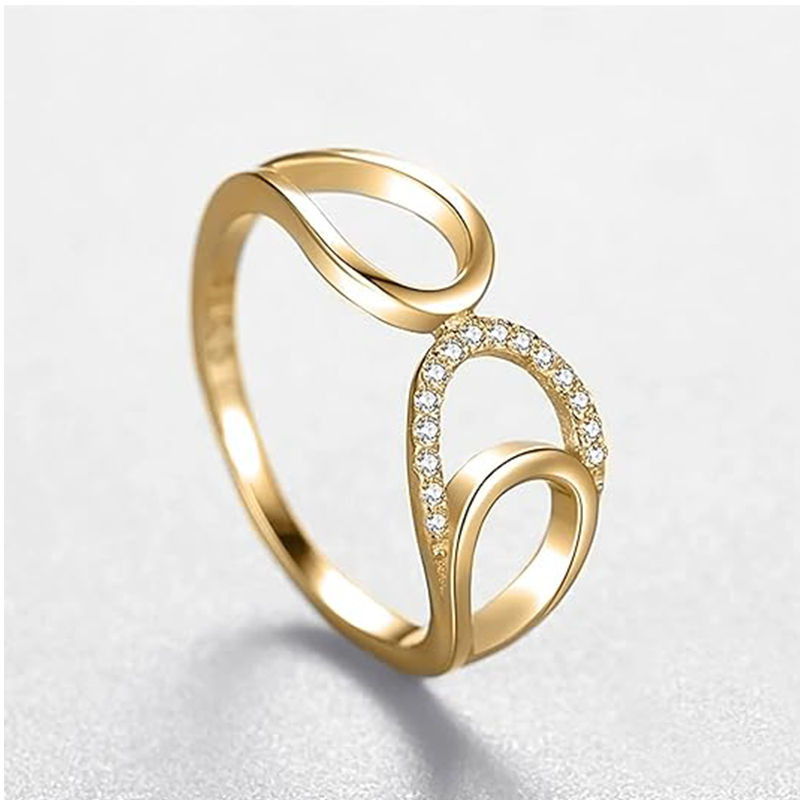 Sterling Silver with Yellow Gold Plated Circular Shaped Lab Created Diamond Personalized Engraving Engagement Ring-3