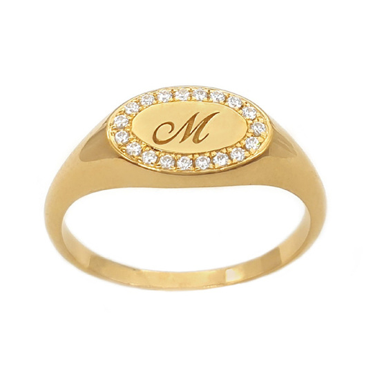 Sterling Silver with Yellow Gold Plated Circular Shaped Lab Created Diamond Ring