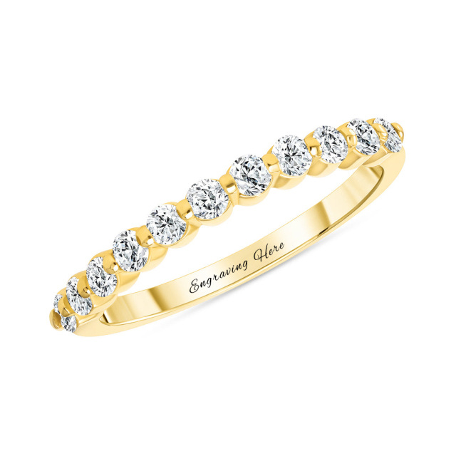 Sterling Silver with Yellow Gold Plated Circular Shaped Lab Created Diamond Wedding Ring-1