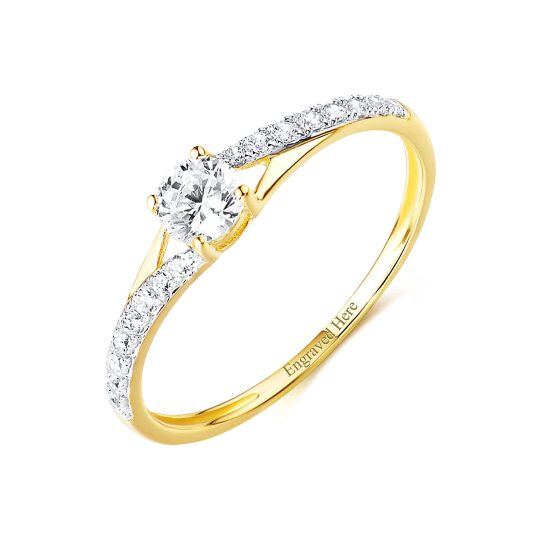 Anneau de mariage en argent sterling avec plaqué or jaune Moissanite de forme circulaire P