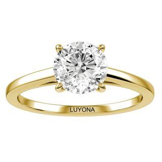 Sterling Silver with Yellow Gold Plated Circular Shaped Moissanite Personalized Engraving & Round Engagement Ring-49