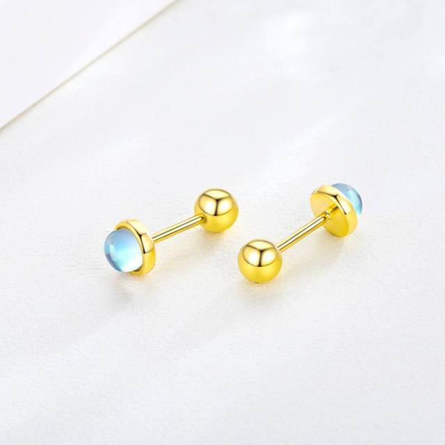 Orecchini a cerchio in argento sterling con pietra di luna a forma circolare placcata in oro giallo-5