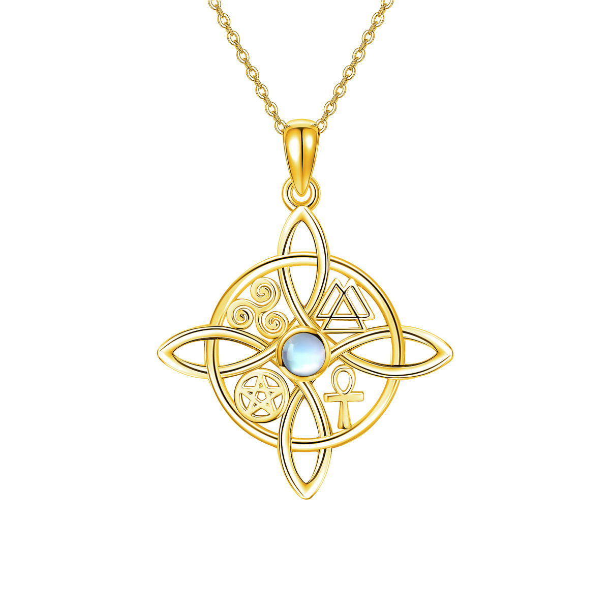 Collier en argent sterling et plaqué or jaune avec pendentif nœud de sorcière en forme de-1