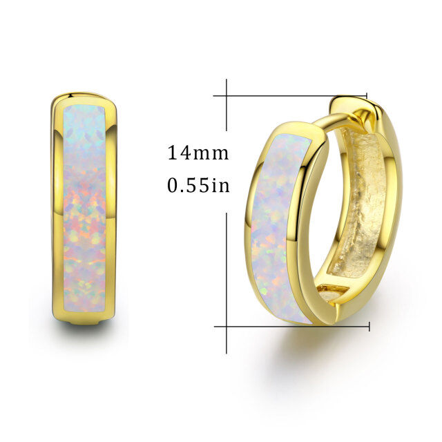 Sterling Silver with Yellow Gold Plated Circular Shaped Opal Mother & Sisters Hoop Earrings-6