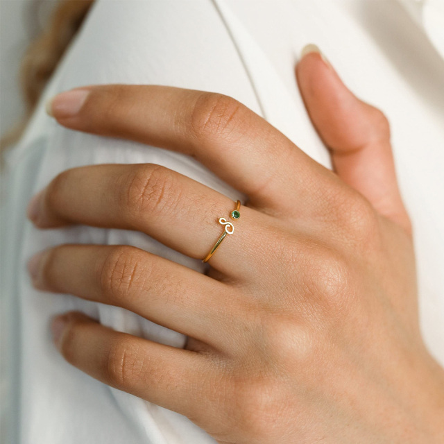 Bague en argent sterling et plaqué or jaune avec zircon cubique en forme de cercle, pierre-3