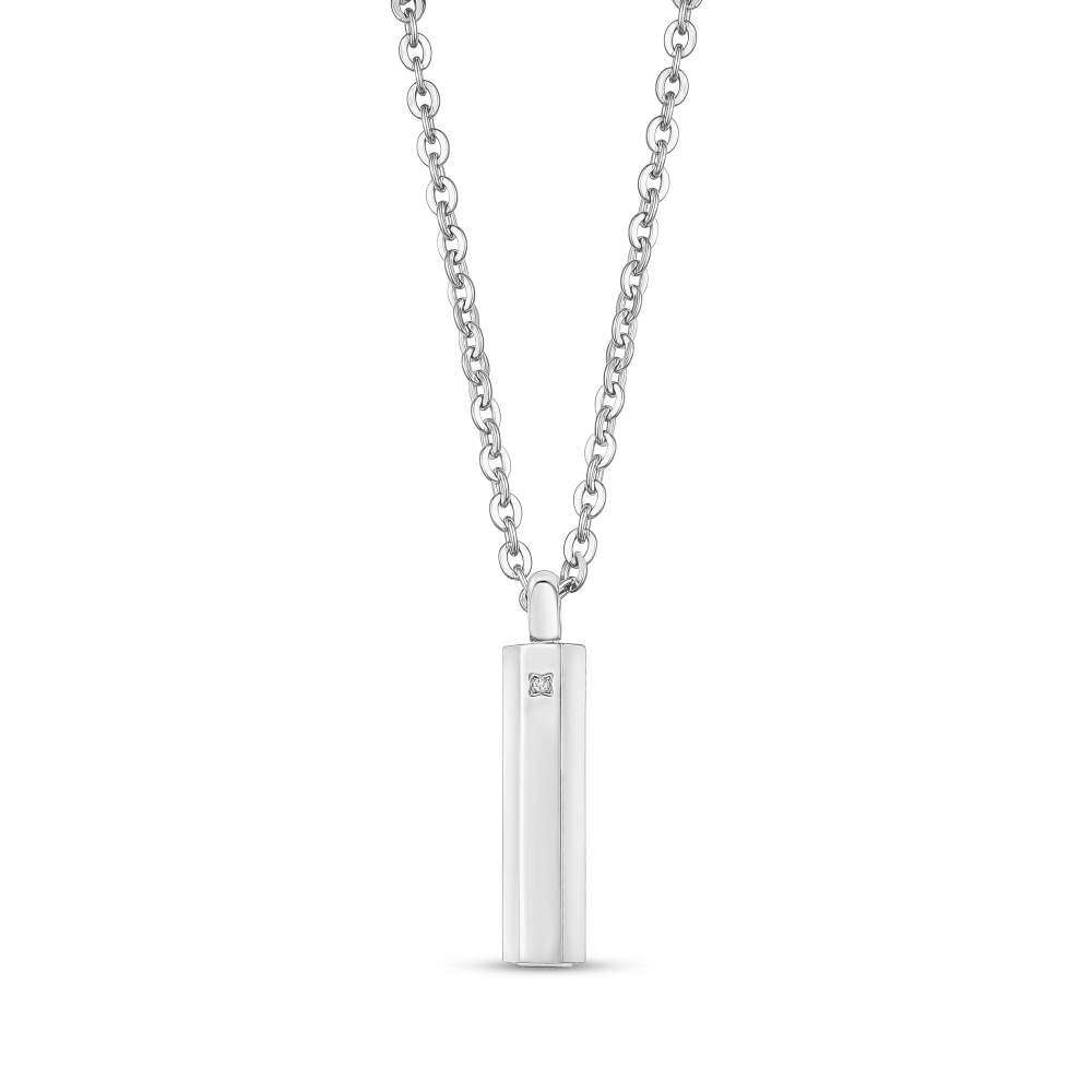 Sterling Silver with Yellow Gold Plated Circular Shaped Cubic Zirconia Personalized Engraving & Bar Urn Necklace for Ashes-3