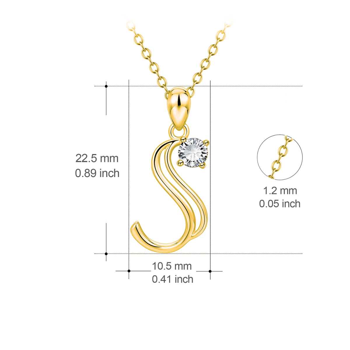 Sterling Silver With Yellow Gold Platedcz Personalized Initial Letter S Pendant Necklace For Women-4