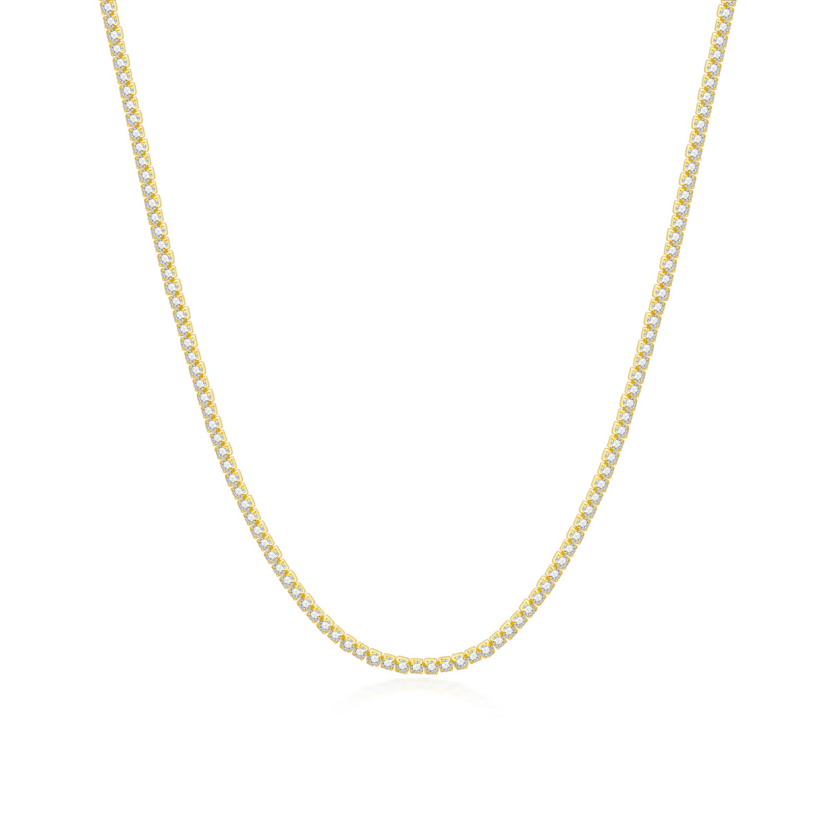 Sterling zilver met geel goud vergulde cirkelvormige cubic zirkonia tennis ketting ketting-1