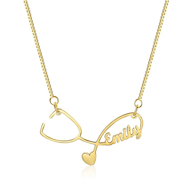 Sterling Silver with Yellow Gold Plated Classic Name Pendant Necklace-1