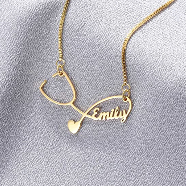 Sterling Silver with Yellow Gold Plated Classic Name Pendant Necklace-2