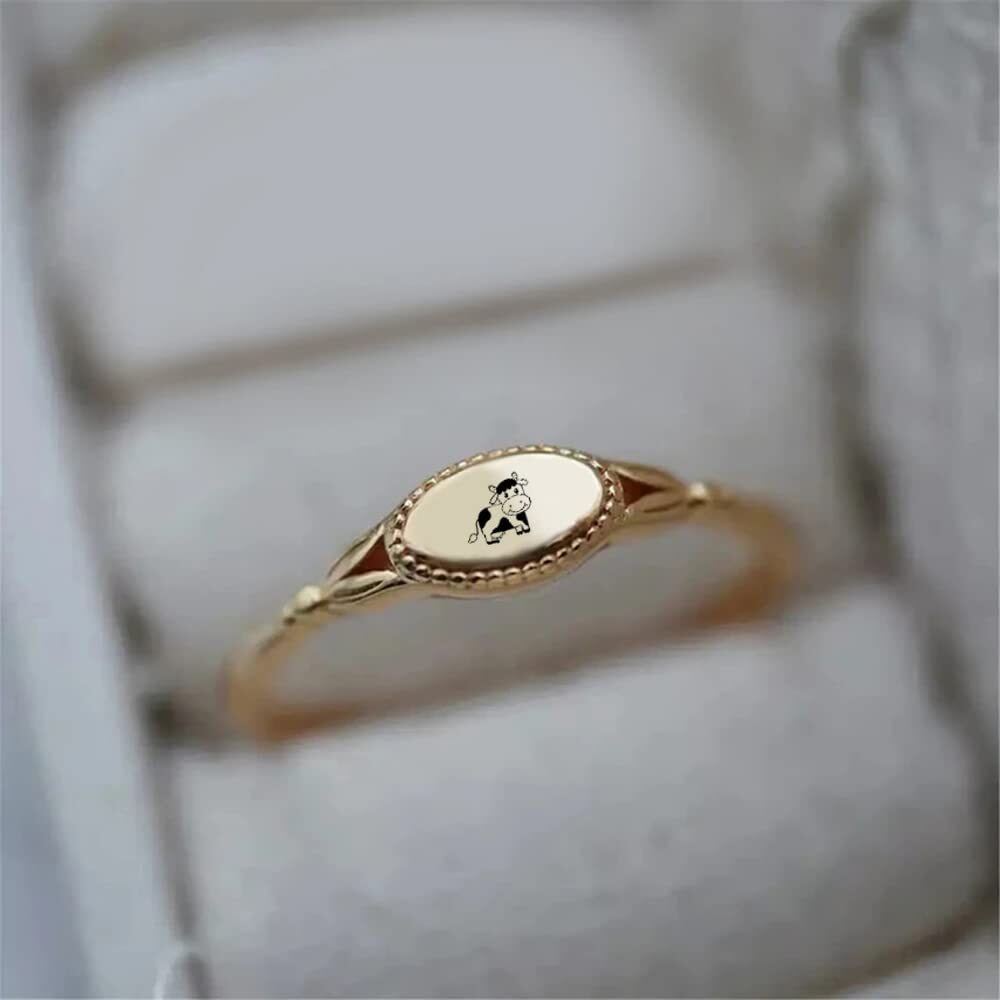 Sterling Silver with Yellow Gold Plated Cow & Oval Shaped Ring-3