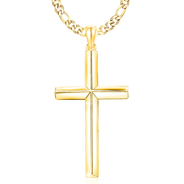 Collana con ciondolo a forma di croce in argento sterling placcato oro giallo per uomo-1