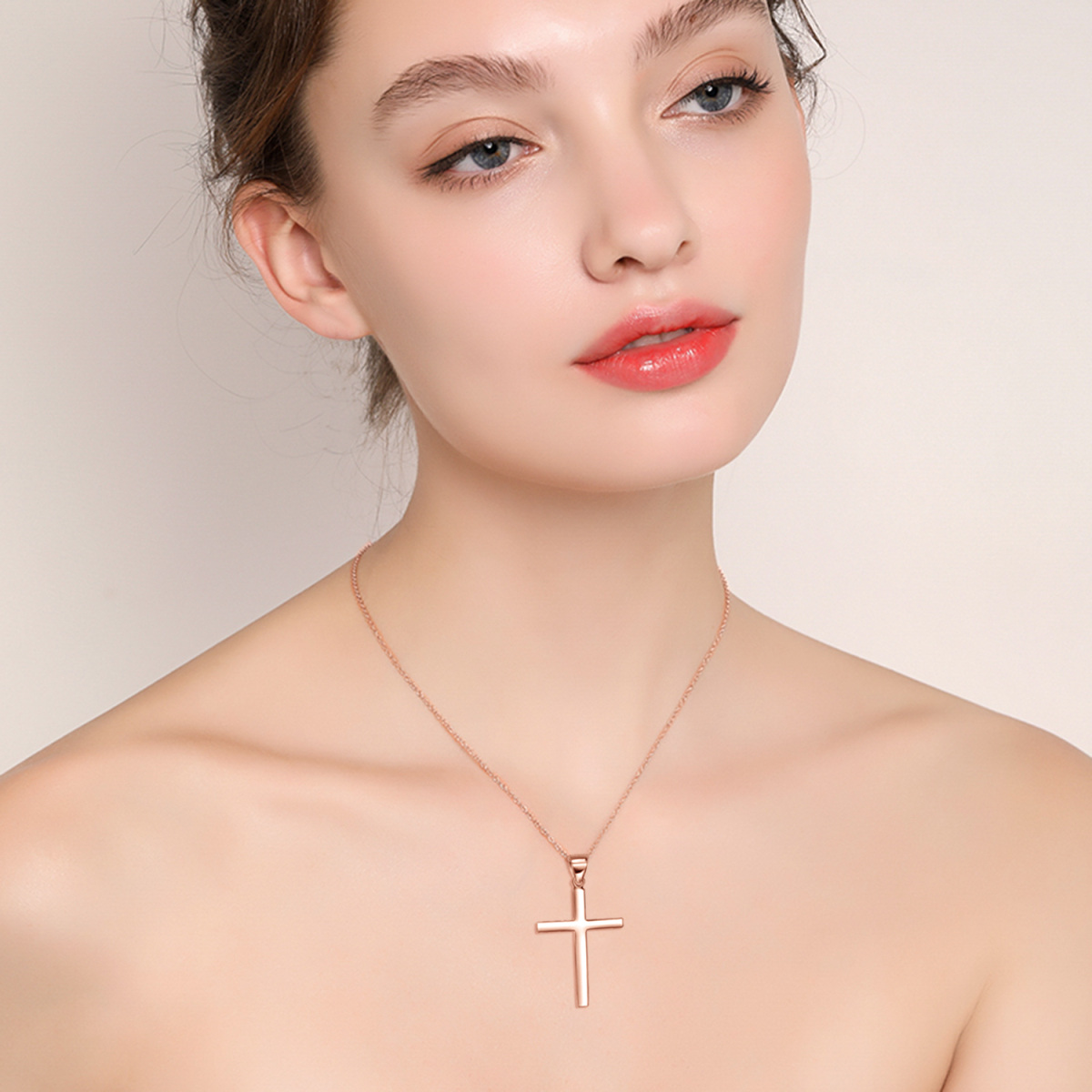 Sterling Silver with Yellow Gold Plated Cross Pendant Necklace-3