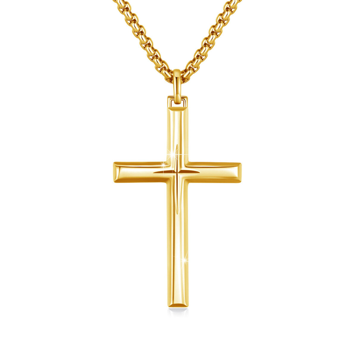 Sterling Silber mit Gelbgold plattiertem Kreuz Anhänger Halskette-1