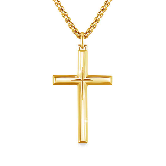 Sterling Silver with Yellow Gold Plated Cross Pendant Necklace