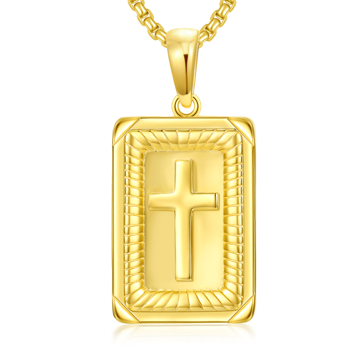 Sterling Silver with Yellow Gold Plated Cross Pendant Necklace-1