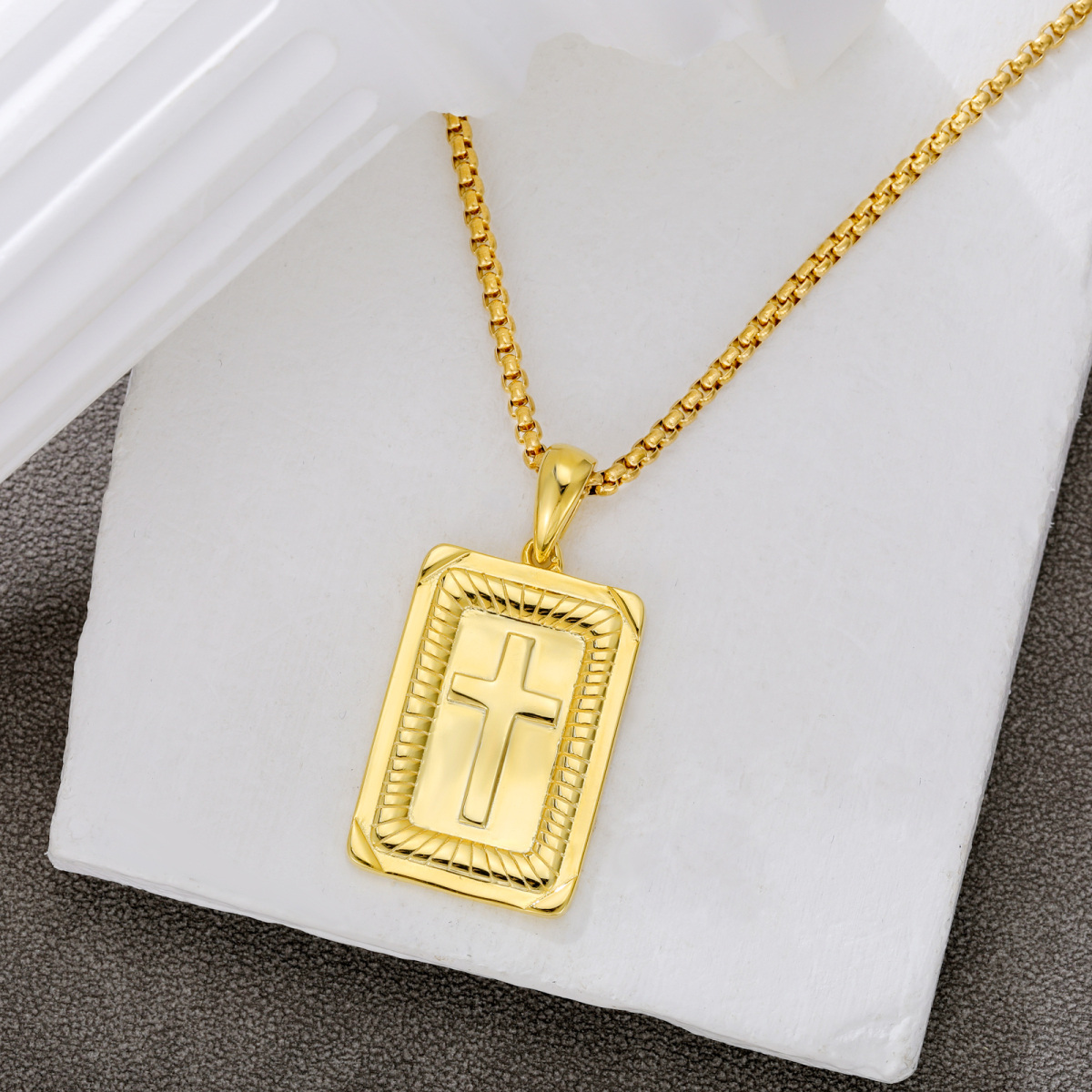 Sterling Silver with Yellow Gold Plated Cross Pendant Necklace-4