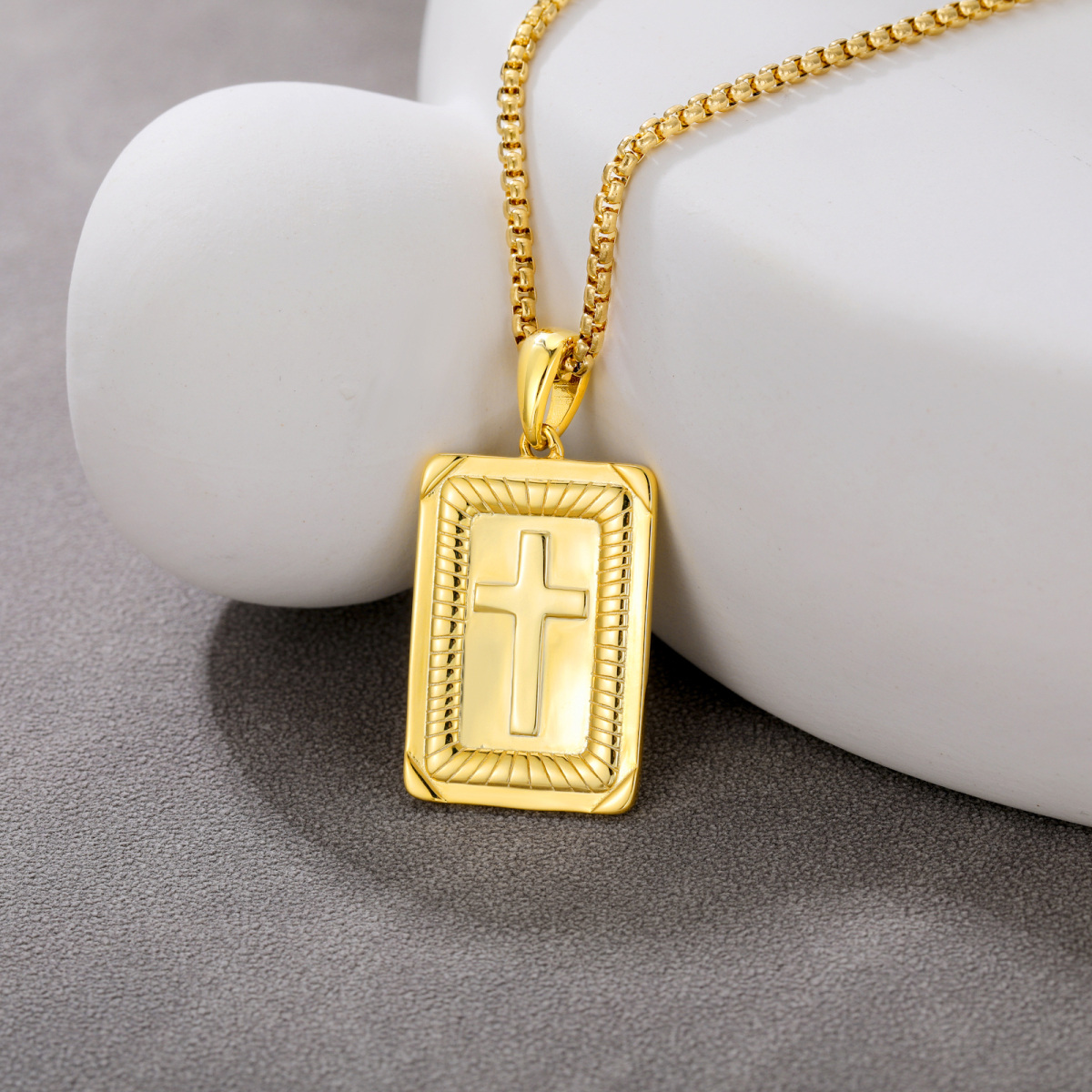 Sterling Silver with Yellow Gold Plated Cross Pendant Necklace-5