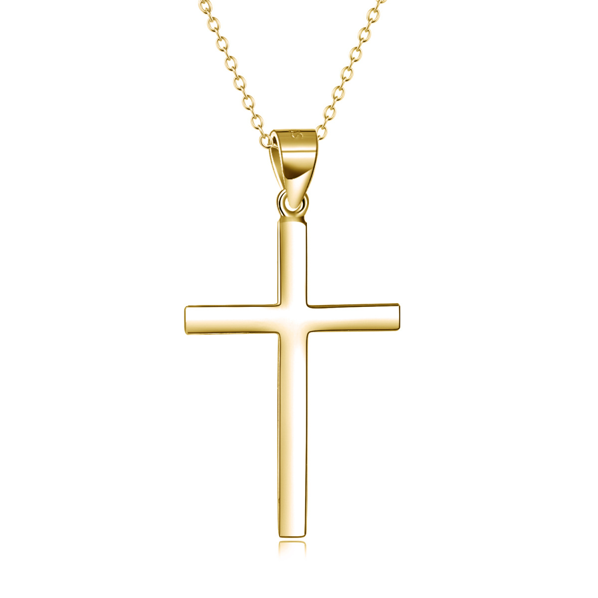 Sterling Silver with Yellow Gold Plated Cross Pendant Necklace-1