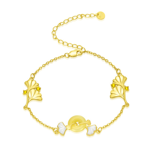 Bracciale con ciondolo a forma di foglie di cristallo in argento 925 e placcato oro giallo