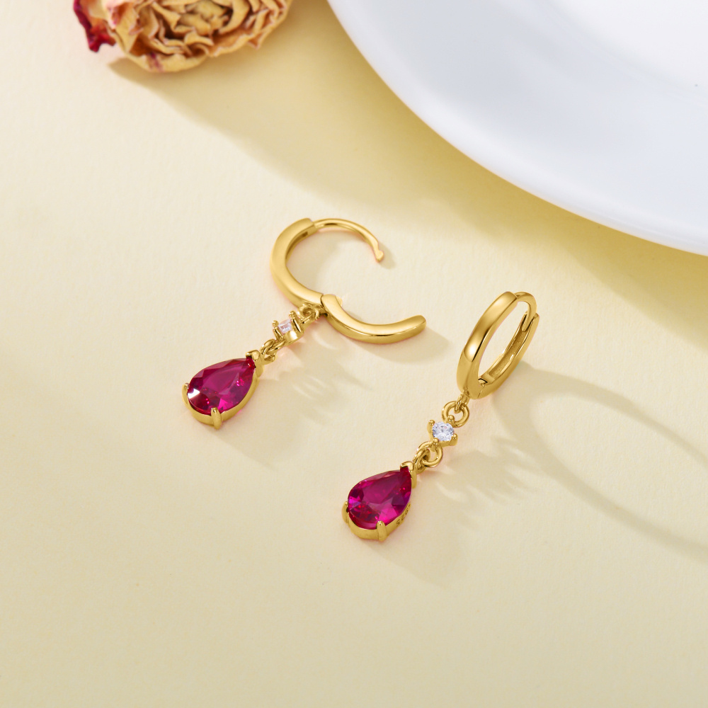 Pendientes Personalizados de Plata de Ley y Oro Amarillo con Cristal y Circonita Cúbica-4