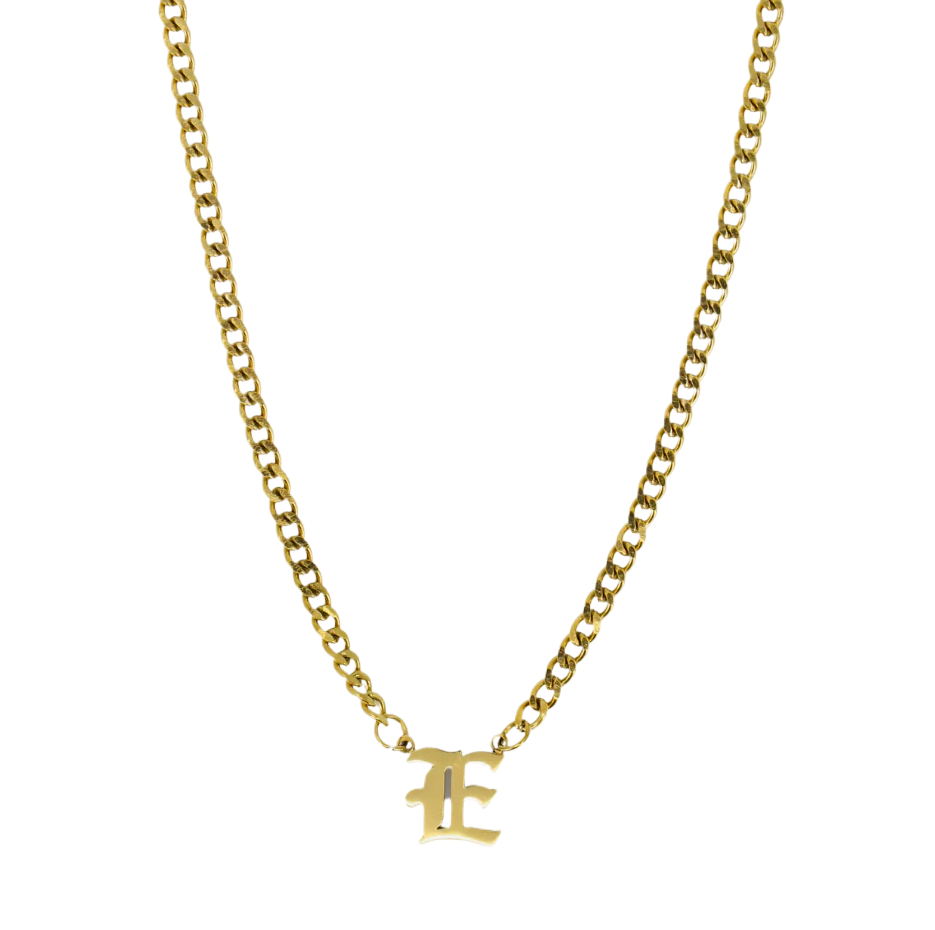 Collar con inicial cubana en plata de ley bañada en oro amarillo-1