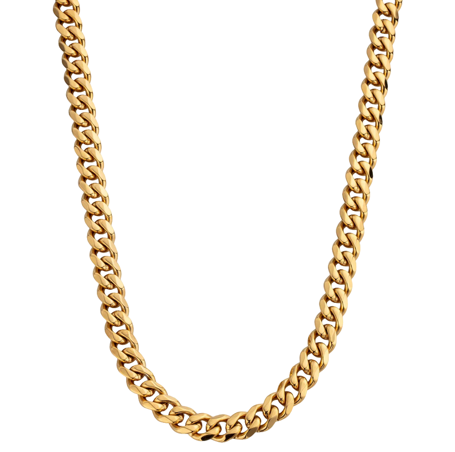Cadena de eslabones cubanos de oro de 14 quilates para hombre de 10 mm-1