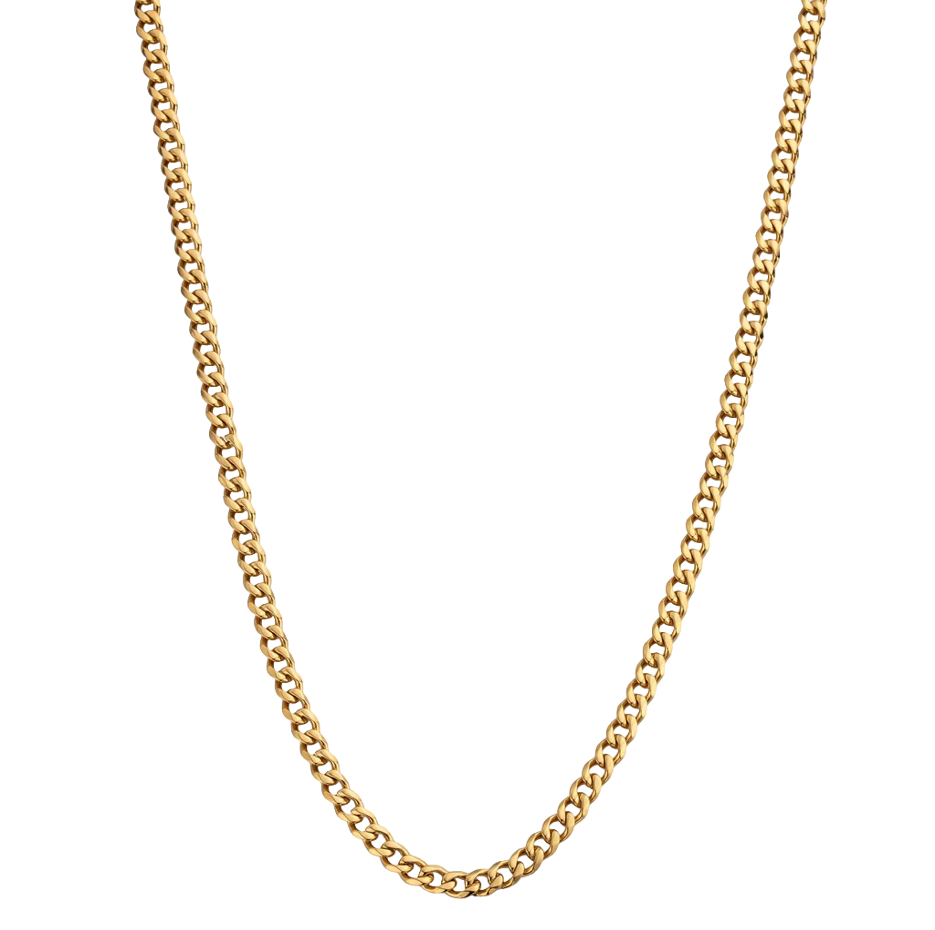 Cadena de eslabones cubanos de plata de ley con baño de oro amarillo para hombre de 4 mm-1