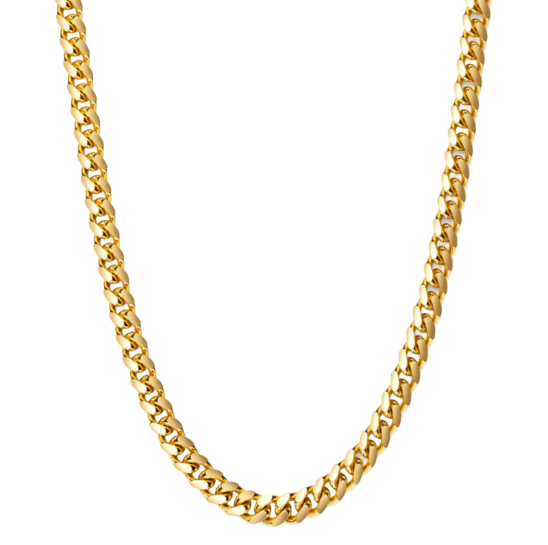 Sterling Silver with Yellow Gold Plated Cuban Link Chain for Men 5mm-1
