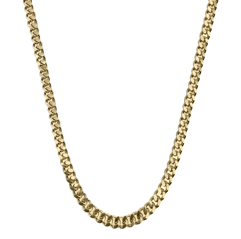 Cadena de eslabones cubanos de oro de 14 quilates para hombre de 6 mm-1