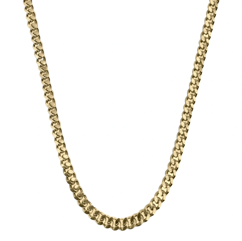 Sterling Silver with Yellow Gold Plated Cuban Link Chain for Men 6mm-1