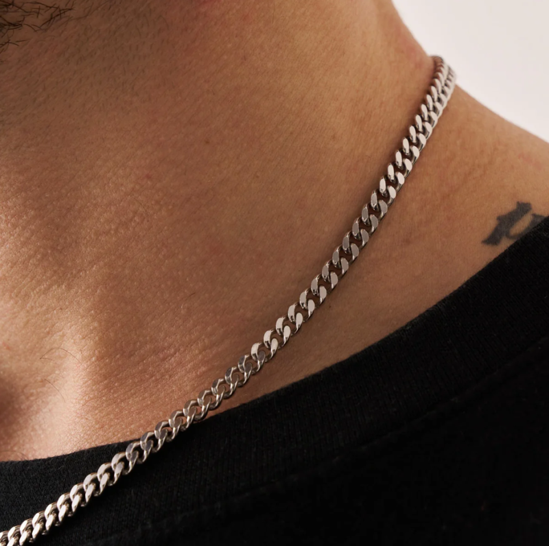 Corrente cubana em prata de lei para homem, 6 mm-3