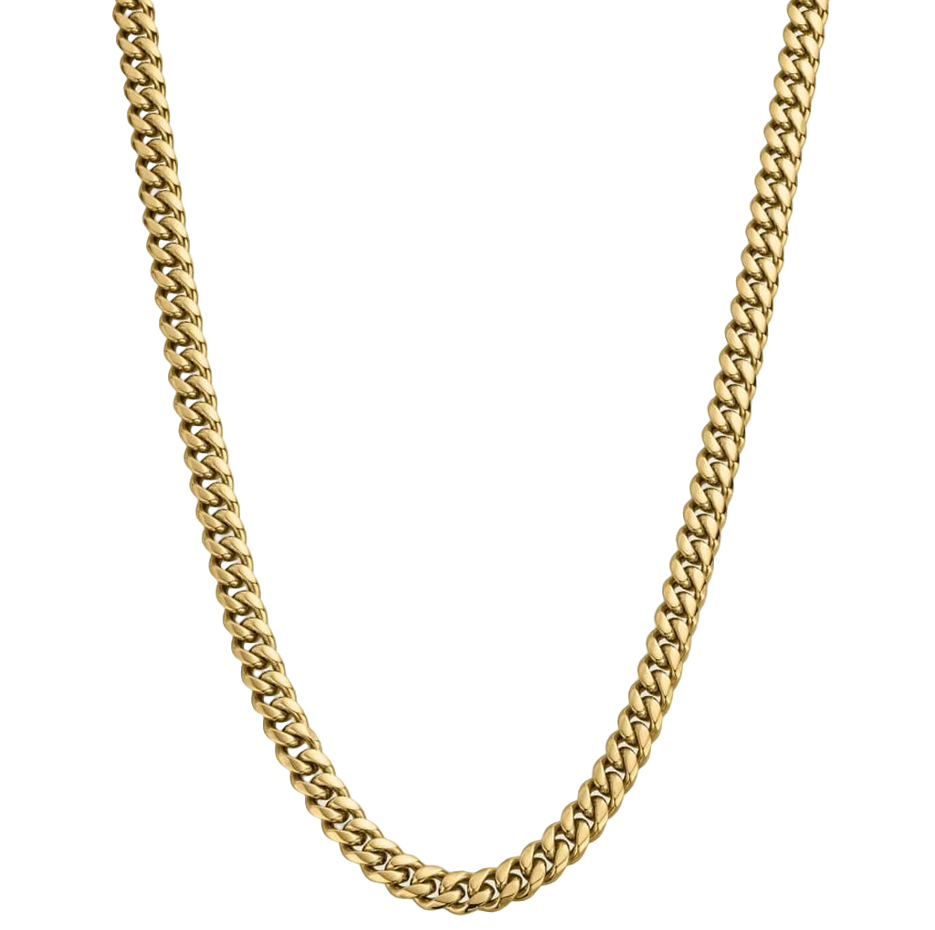 Cadena de eslabones cubanos de oro de 14 quilates para hombre de 8 mm-1