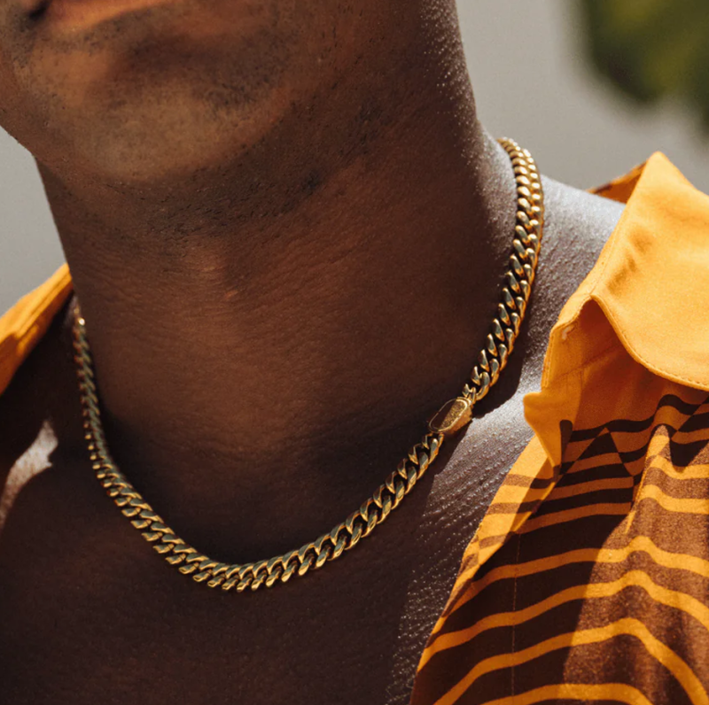 18-karätige Goldkette im kubanischen Stil für Herren, 8 mm-3
