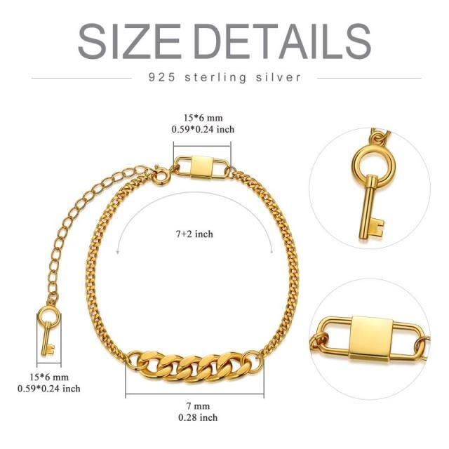 Sterling Silver with Yellow Gold Plated Curb Link Chain Bracelet-5