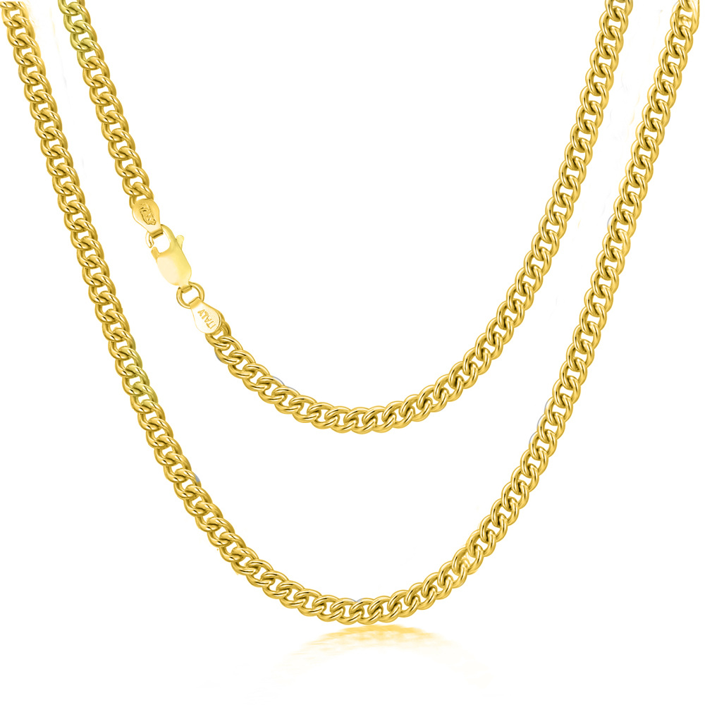 Sterling Silver with Yellow Gold Plated Curb Link Chain Necklace-1