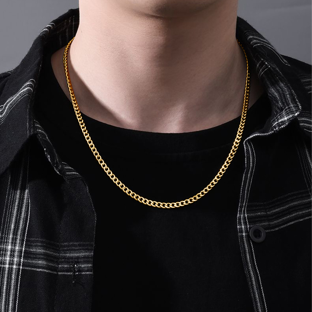 Sterling Silver with Yellow Gold Plated Curb Link Chain Necklace-2