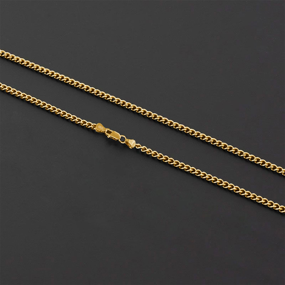 Sterling Silver with Yellow Gold Plated Curb Link Chain Necklace-5