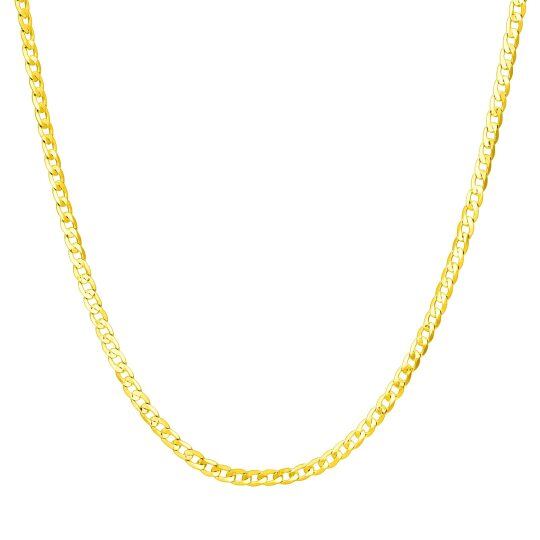 Sterling Silver with Yellow Gold Plated Curb Link Chain Necklace