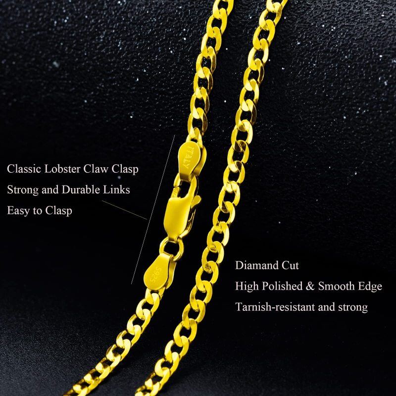 Naszyjnik z ogniwami krawężnikowymi ze srebra próby 925 i żółtego złota-4