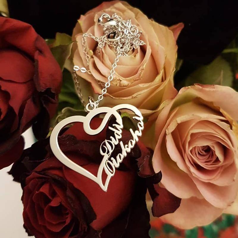 Colar de prata esterlina com nome clássico personalizado e pingente de coração-5