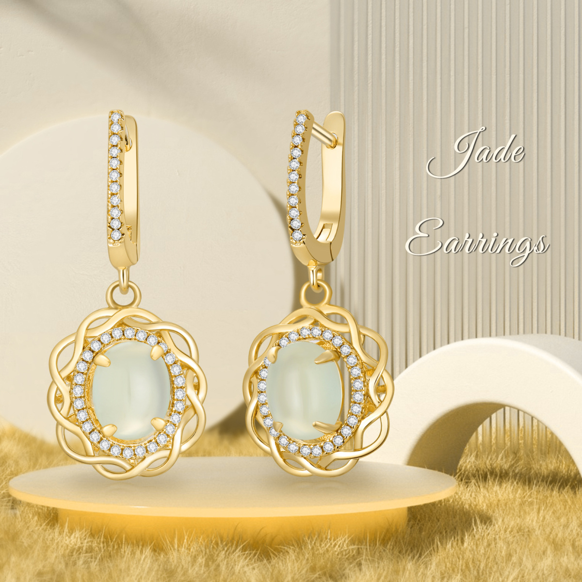 Boucles d'oreilles pendantes en argent sterling avec zircones cubiques plaquées or jaune-4