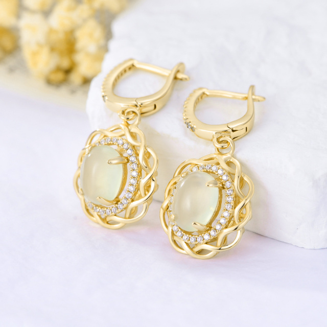 Sterling Silver with Yellow Gold Plated Cubic Zirconia Drop Earrings-5